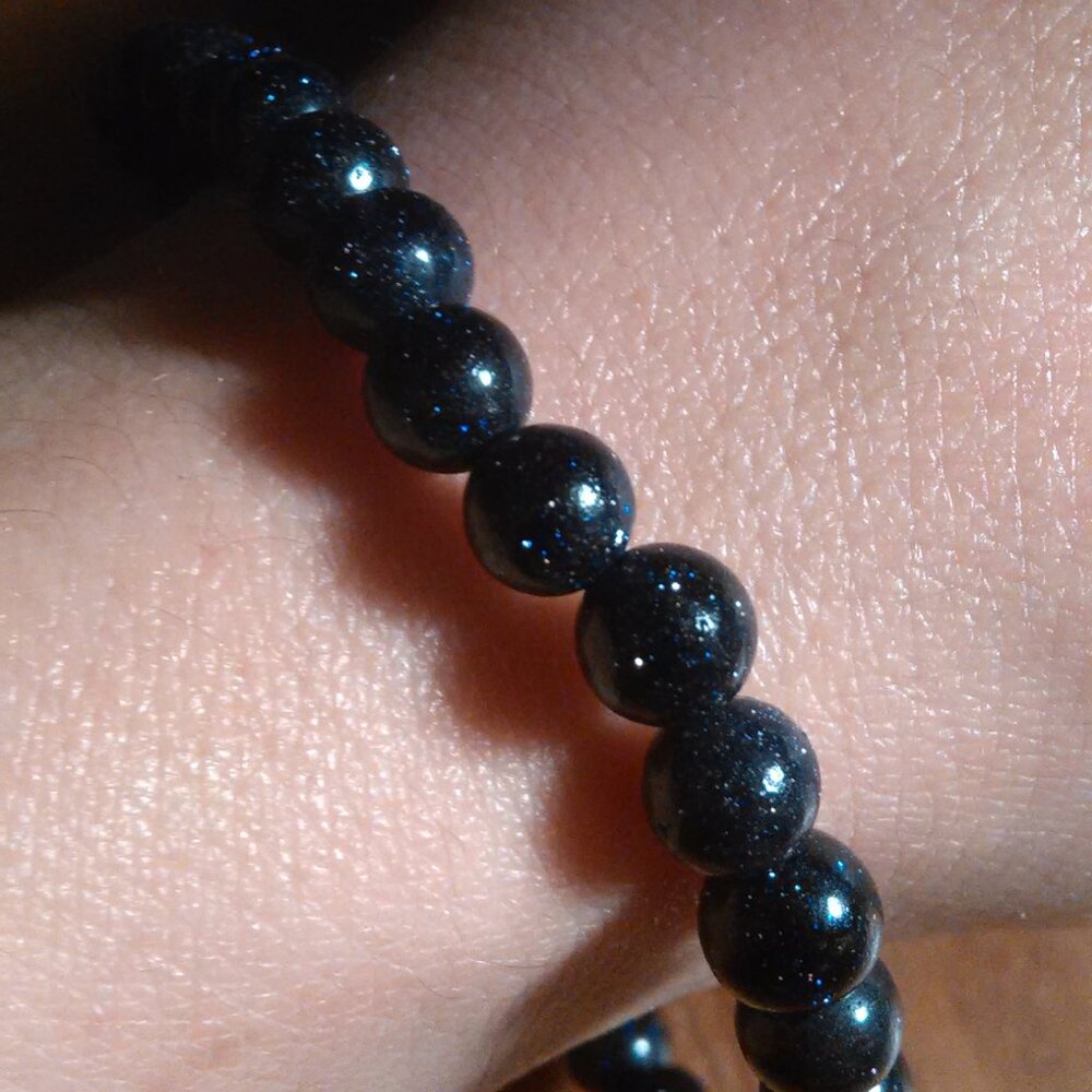 Blue Sandstone Beaded Stretch Bracelet